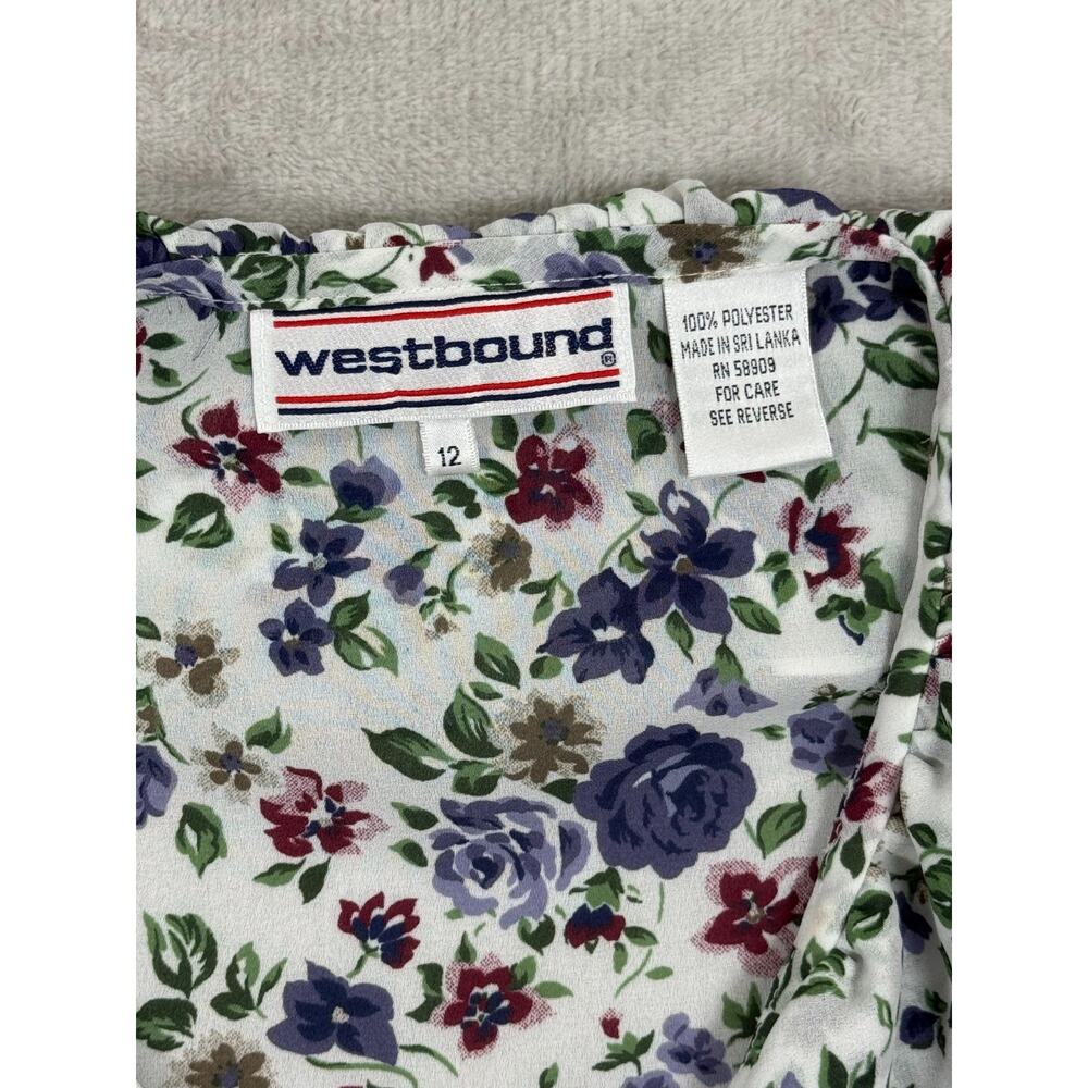 Vintage Westbound Floral Ruffle Blouse Cottagecore Secretary Top‎ Women's 12 - Picture 4 of 9